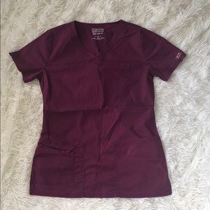 Cherokee burgundy core stretch scrub top (Xs)